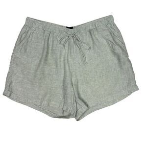 Tahari Linen Womens Plus Size Shorts 2XL Green